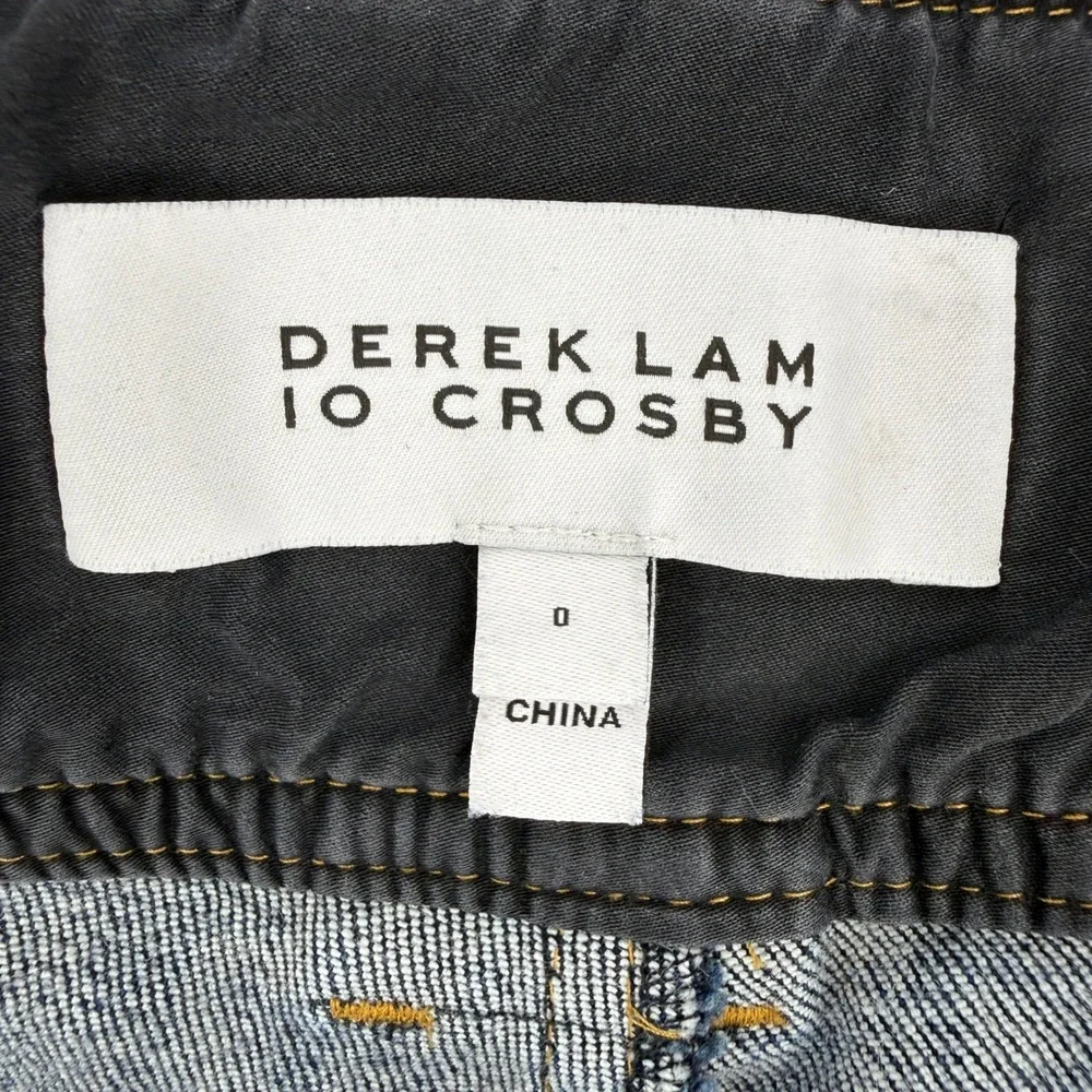 Derek Lam 10 Crosby Denim Shorts Women 0 Blue Toggle Pocket Frayed Hem High Rise - Picture 3 of 10